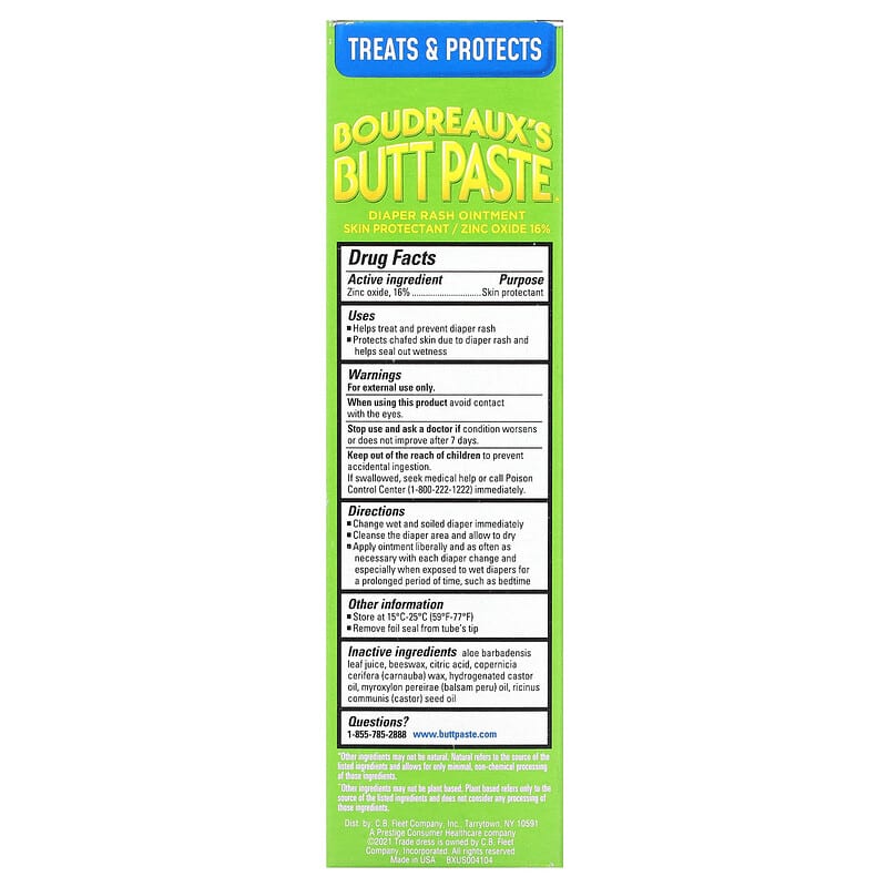 Boudreaux's Butt Paste, Butt Paste, Diaper Rash Ointment With Natural Aloe, 4 oz (113 g)