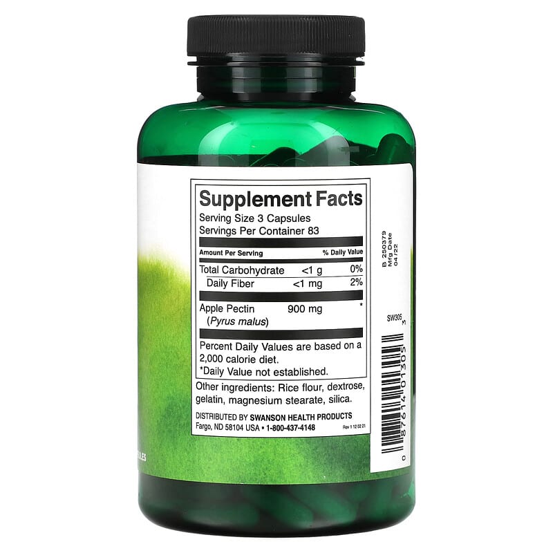 Swanson, Apple Pectin, 300 mg, 250 Capsules