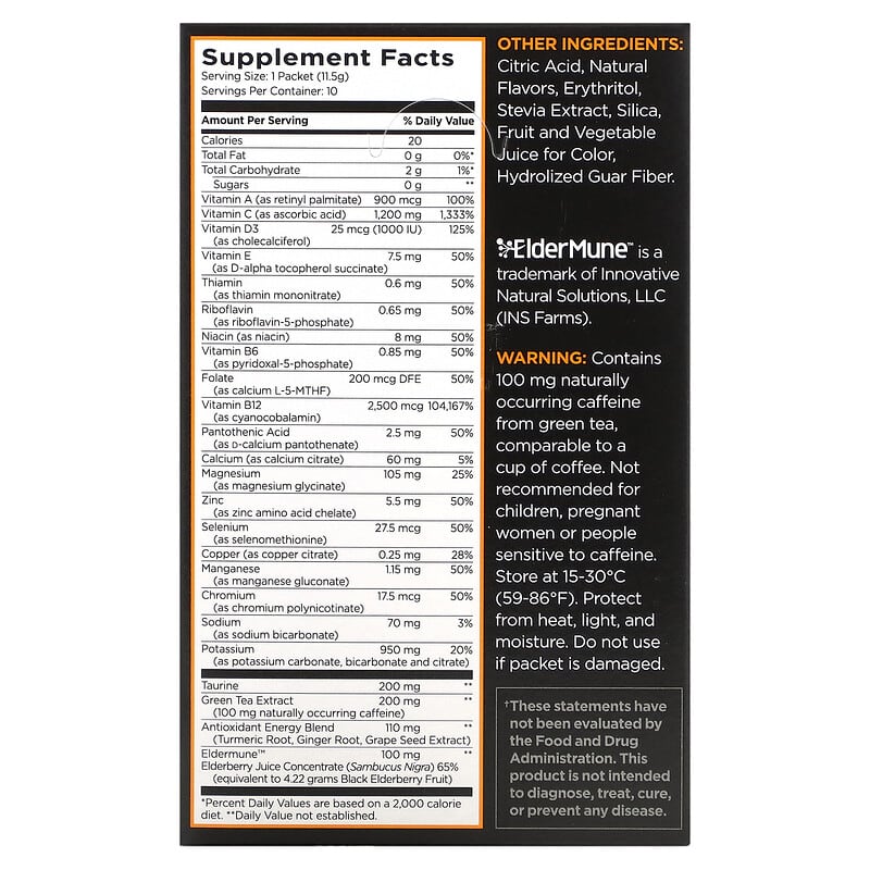 Pureboost, Immune, Clean Antioxidant Energy Mix, Tangerine Twist, 10 Packets, 0.41 oz (11.5 g) Each