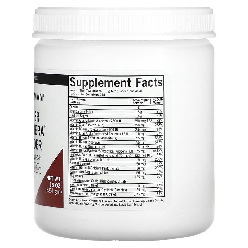 Kirkman Labs, Super Nu-Thera Powder with P-5-P, Natural Lemon, 16 oz (454 gm)