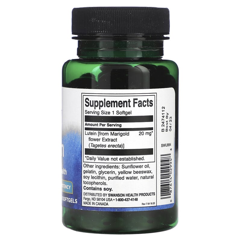 Swanson, Lutein, High Potency, 20 mg, 120 Softgels