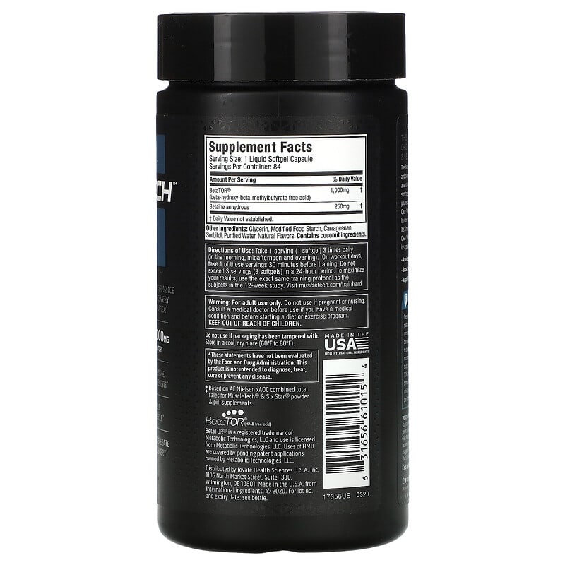 MuscleTech, Clear Muscle, HMB Free Acid, 84 Liquid Softgels