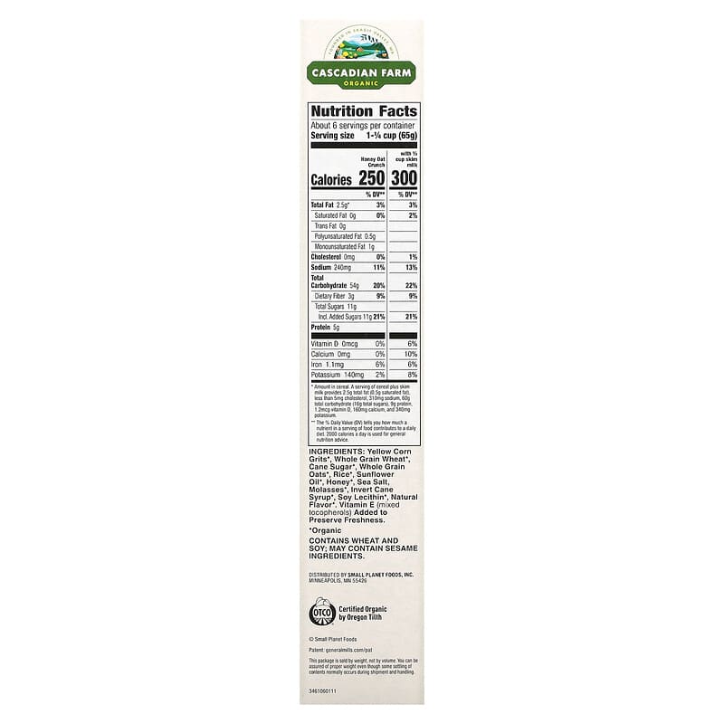 Cascadian Farm, Organic Honey Oat Crunch Cereal, 13.5 oz (382 g)