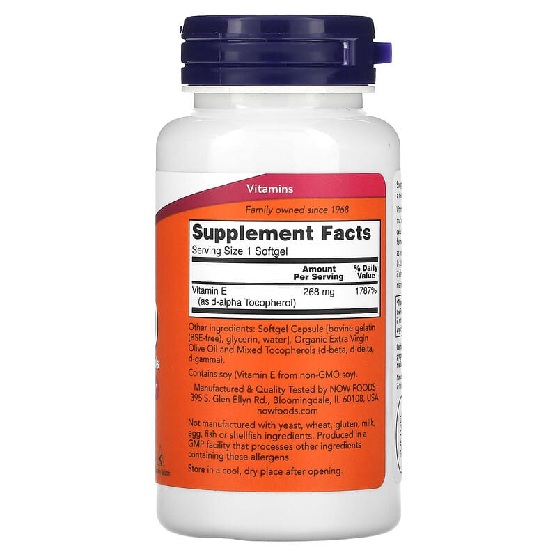 NOW Foods, E-400 with Mixed Tocopherols, 268 mg (400 IU), 100 Softgels