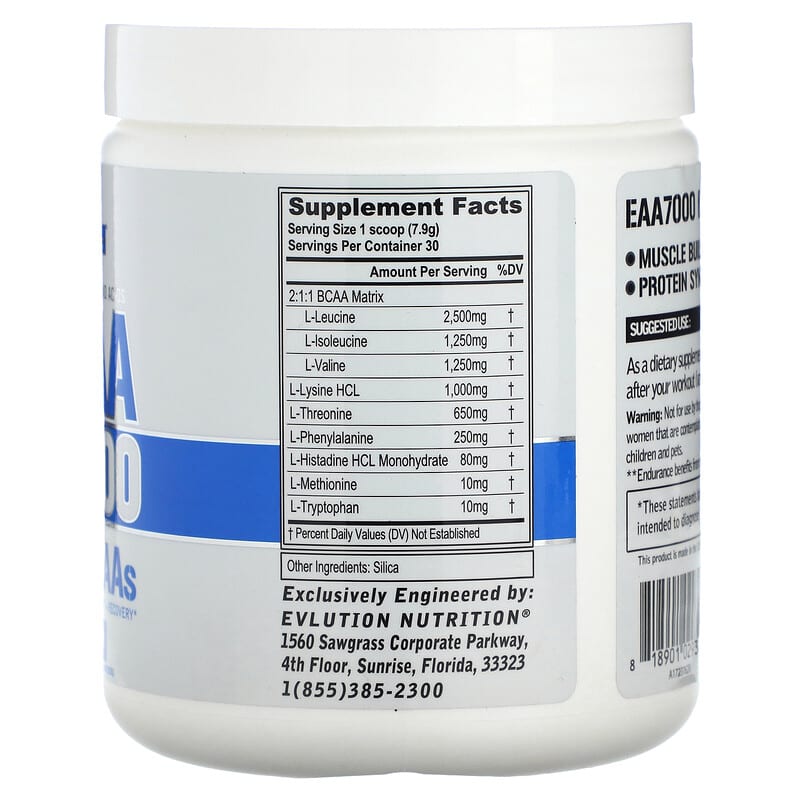 EVLution Nutrition, EAA 7000, Essential Amino Acids, Unflavored, 8.4 oz (237 g)