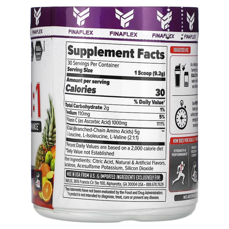 Finaflex, Pure BCAA 2:1:1, Fruit Punch, 9.7 oz (276 g)