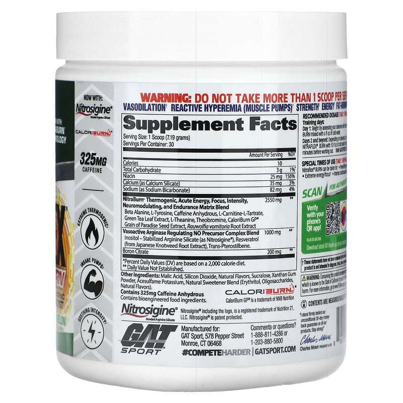 GAT, NITRAFLEX Burn, Apple Melon, 7.6 oz (215.7 g)