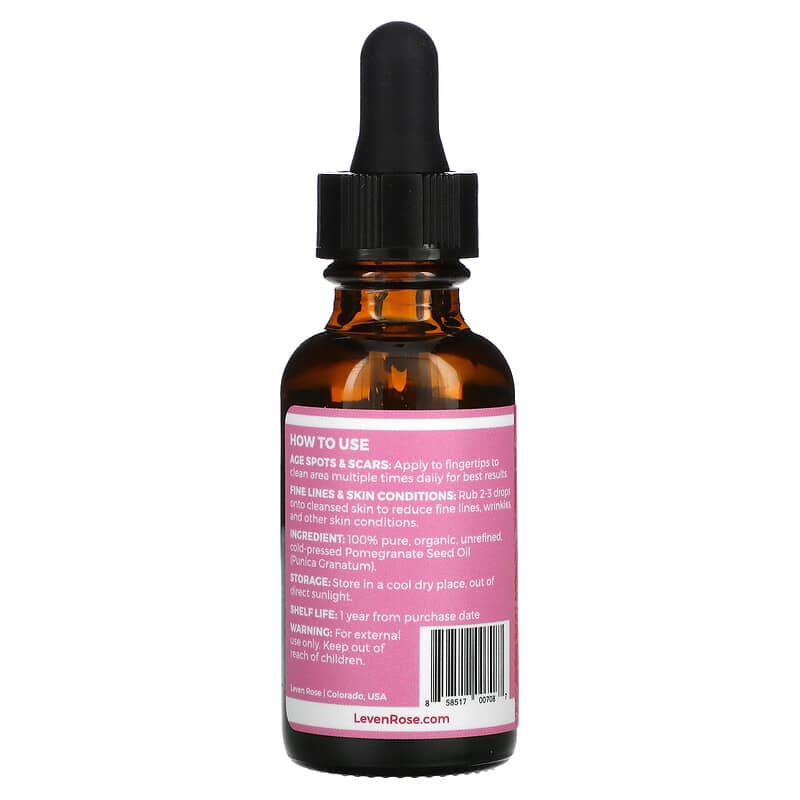 Leven Rose, 100% Pure & Organic, Pomegranate Seed Oil, 1 fl oz (30 ml)