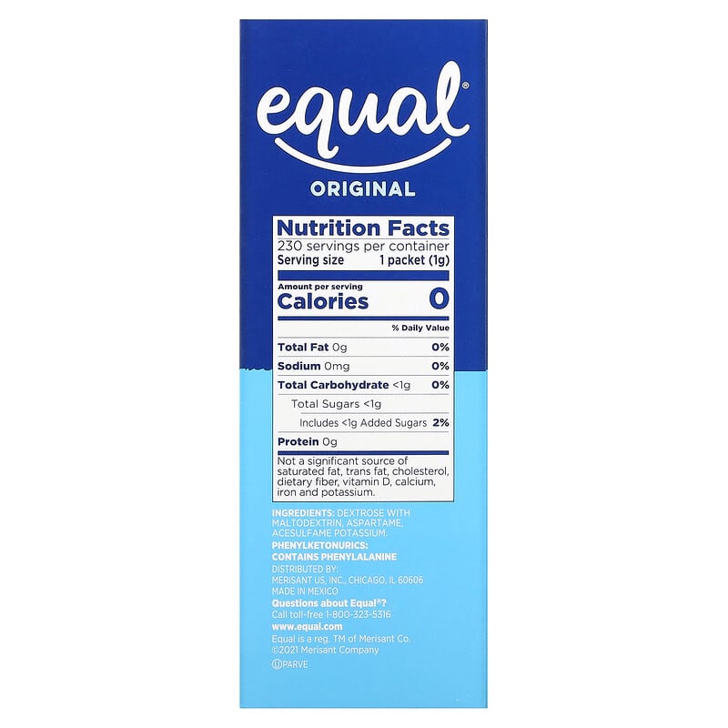 Equal, Zero Calorie Sweetener, Original, 230 Packets