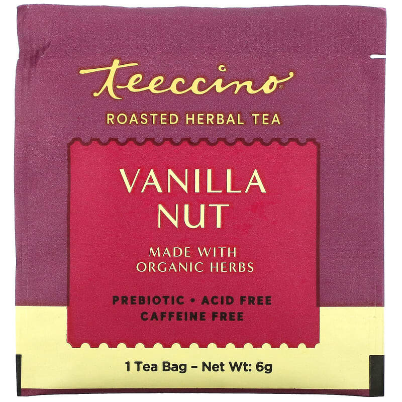 Teeccino, Roasted Herbal Tea, Vanilla Nut, Caffeine Free, 25 Tea Bags, 5.3 oz (150 g)