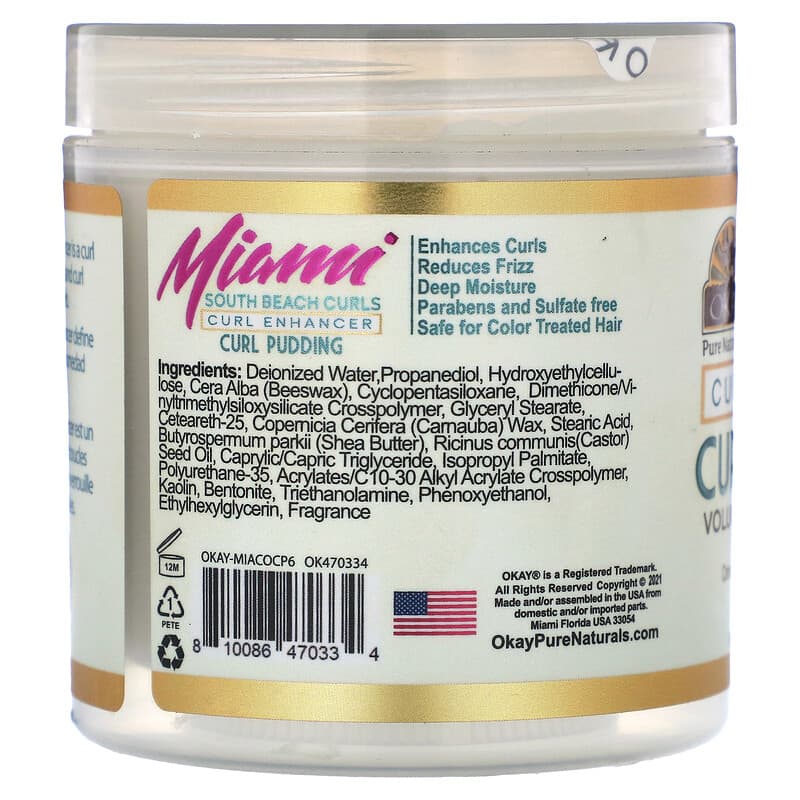 Okay Pure Naturals, Miami South Beach Curls, Curl Pudding, 6 oz (170 g)