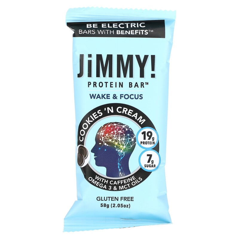 JiMMY!, Be Electric Bars With Benefits, Cookies 'N Cream, 12 Protein Bars, 2.05 oz (58 g) Each