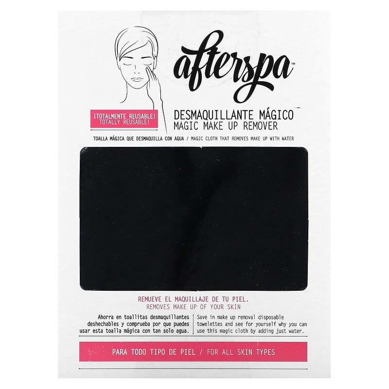 AfterSpa, Magic Make Up Remover Reusable Cloth, Black, 1 Cloth