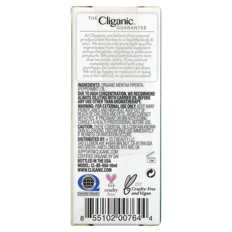 Cliganic, 100% Pure Essential Oil, Peppermint, 0.33 fl oz, 10 ml