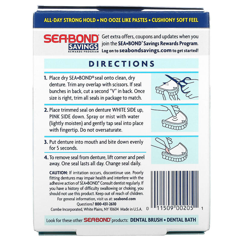 SeaBond, Denture Adhesive Seals, Original, 30 Uppers