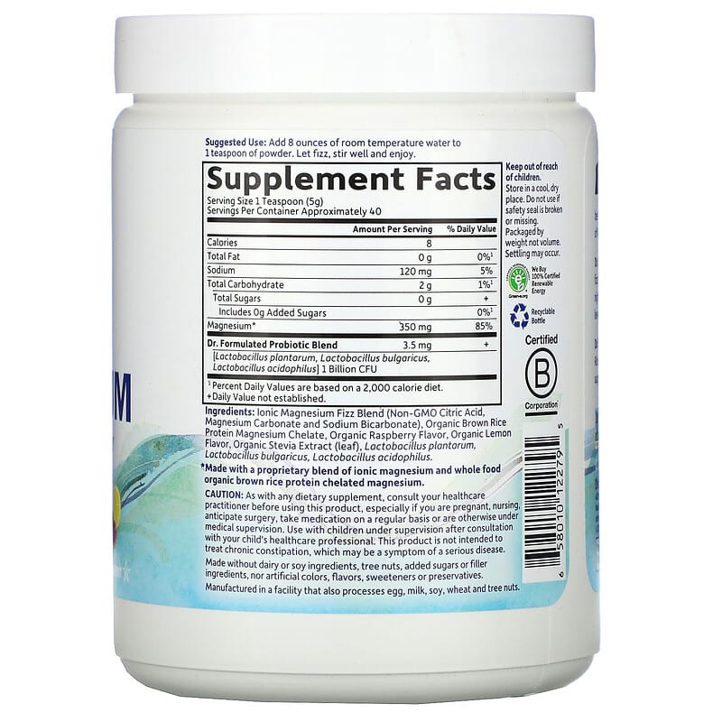 Garden of Life, Dr. Formulated, Whole Food Magnesium Powder, Raspberry Lemon, 7 oz (198.4 g)