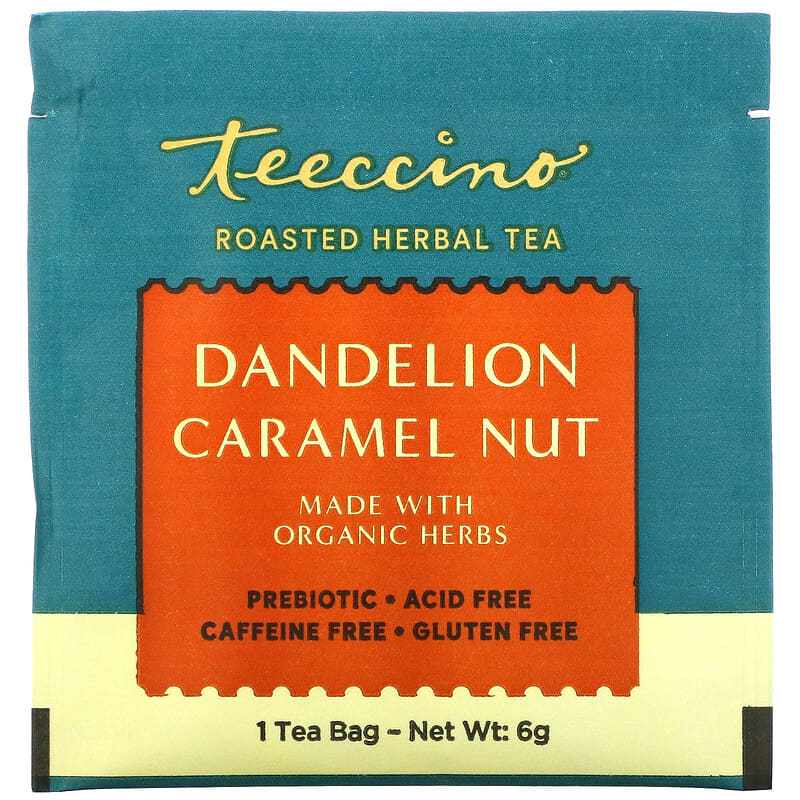 Teeccino, Roasted Herbal Tea, Dandelion Caramel Nut, Caffeine Free, 25 Tea Bags, 5.3 oz (150 g)