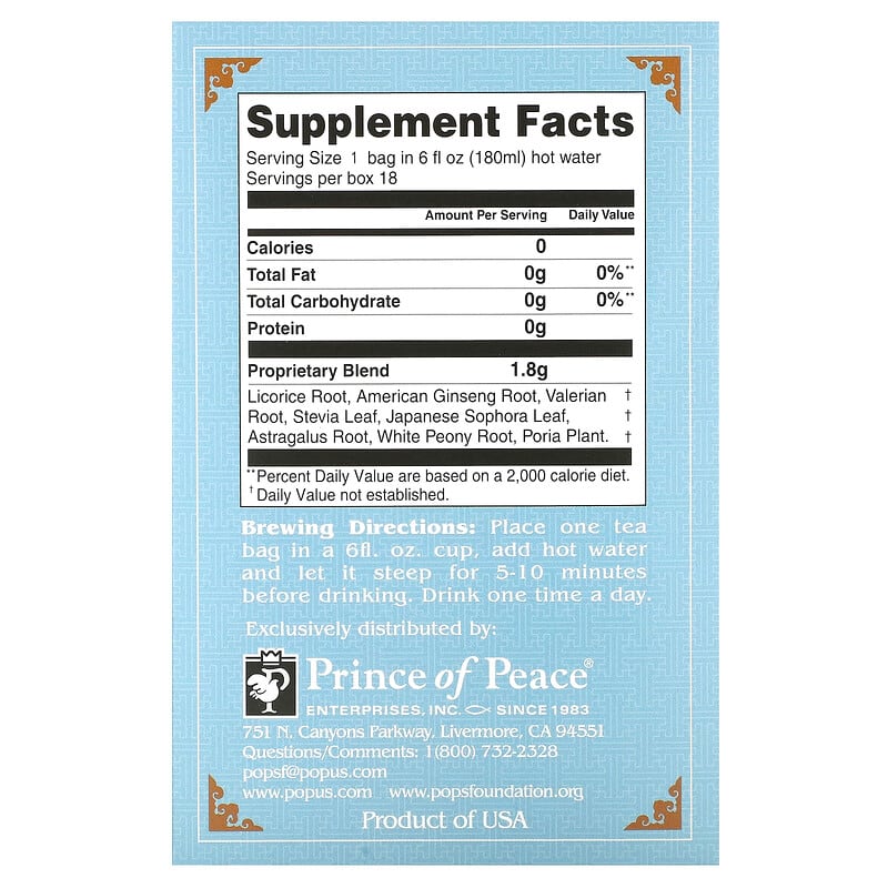 Prince of Peace, Herbal Tea, Sleeping, 18 Tea Bags, 1.14 oz (32.4 g)