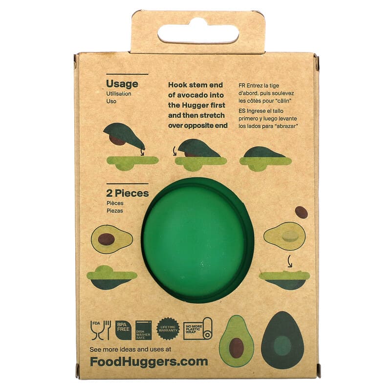 Food Huggers, Avocado Huggers, Reusable Silicone Avocado Savers, 2 Pieces