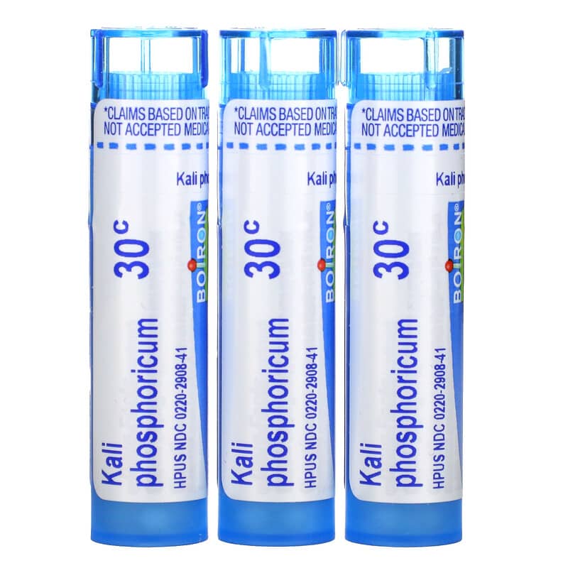 Boiron, Kali Phosphoricum, Meltaway Pellets, 30C, 3 Tubes, Approx. 80 Pellets Each