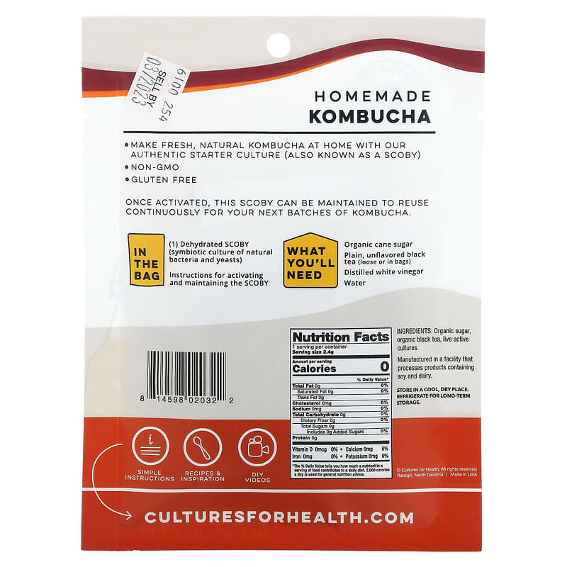 Cultures for Health, Kombucha, 1 Packet, 0.08 oz (2.4 g)