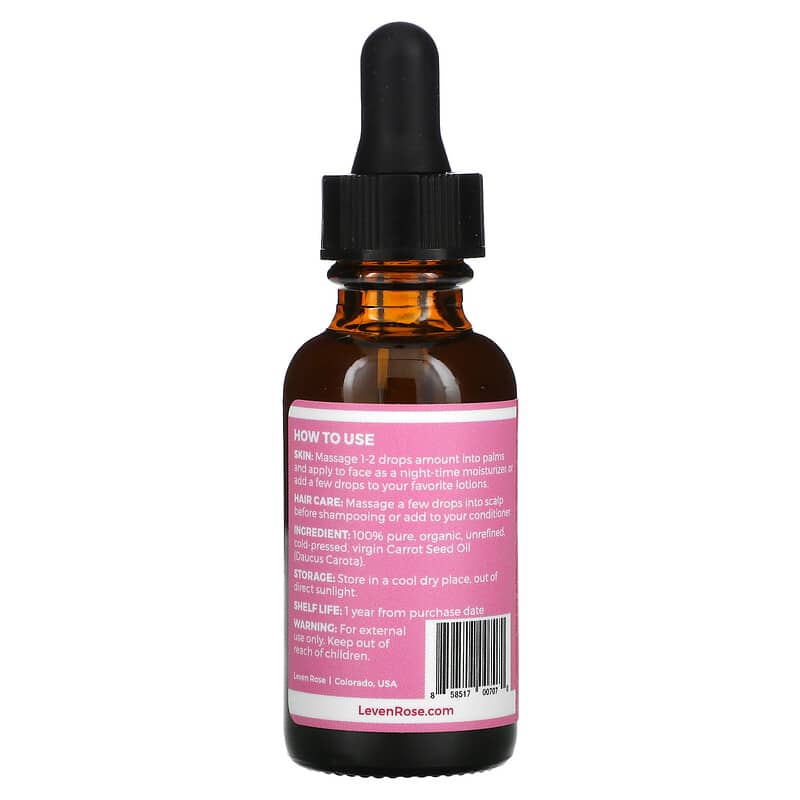 Leven Rose, 100% Pure & Organic, Carrot Seed Oil, 1 fl oz (30 ml)