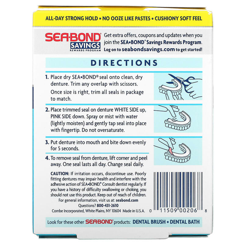 SeaBond, Denture Adhesive Seals, Original, 30 Lowers