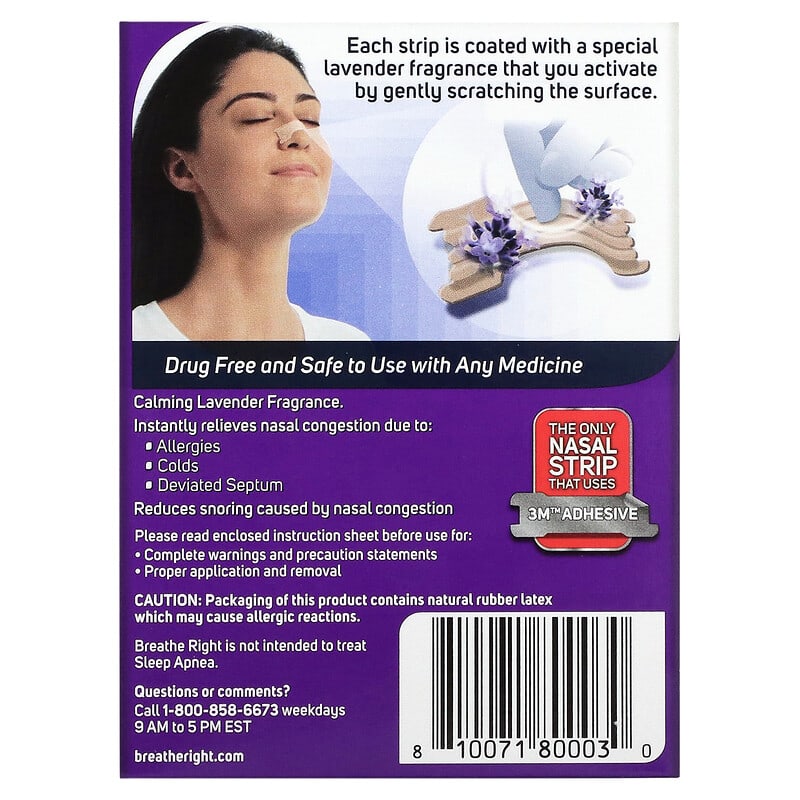 Breathe Right, Nasal Strips, Calming Lavender, 26 Scented Strips