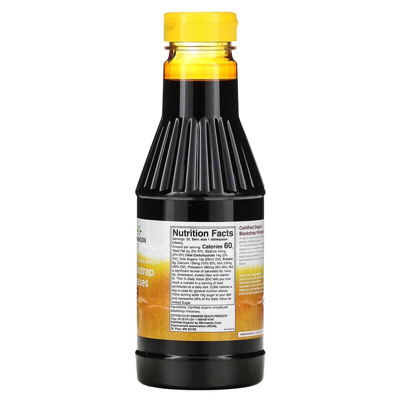 Swanson, Certified Organic Blackstrap Molasses, Unsulfured, 16 fl oz (473 ml)