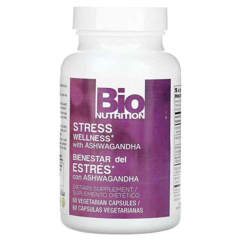 Bio Nutrition, Stress Wellness With Ashwagandha, 60 Vegetarian Capsules