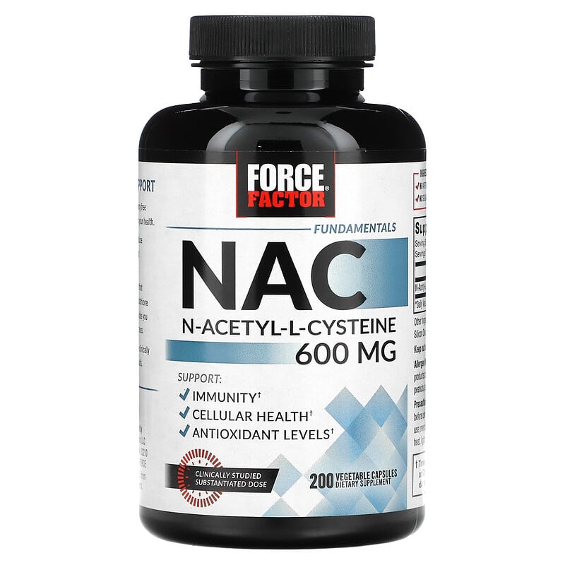 Force Factor, Fundamentals, NAC, N-Acetyl-L-Cysteine, 600 mg, 200 Vegetable Capsules