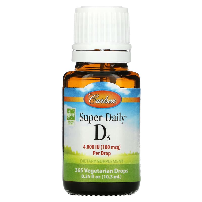 Carlson, Super Daily D3, 100 mcg (4,000 IU), 0.35 fl oz (10.3 ml)