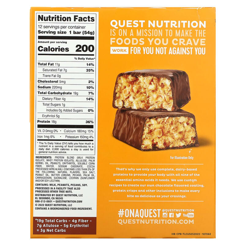 Quest Nutrition, Hero Protein Bar, Crispy Chocolate Peanut Butter, 12 Bars, 1.9 oz (54 g) Each