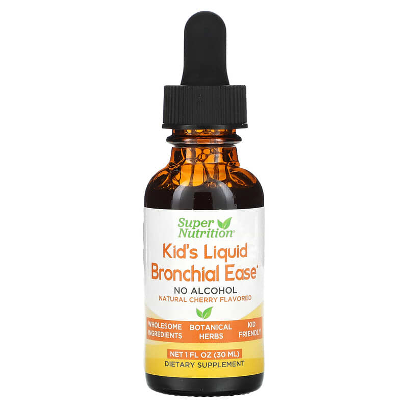 Super Nutrition, Kid's Liquid Bronchial Ease, No Alcohol, Cherry, 1 fl oz (30 ml)