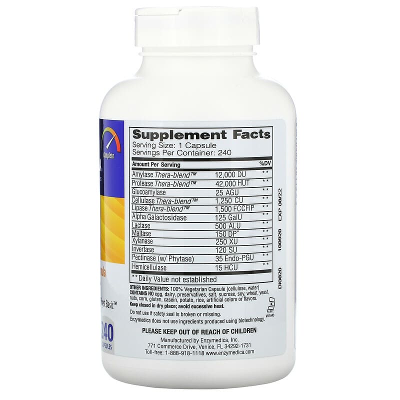 Enzymedica, Digest, Complete Enzyme Formula, 240 Capsules