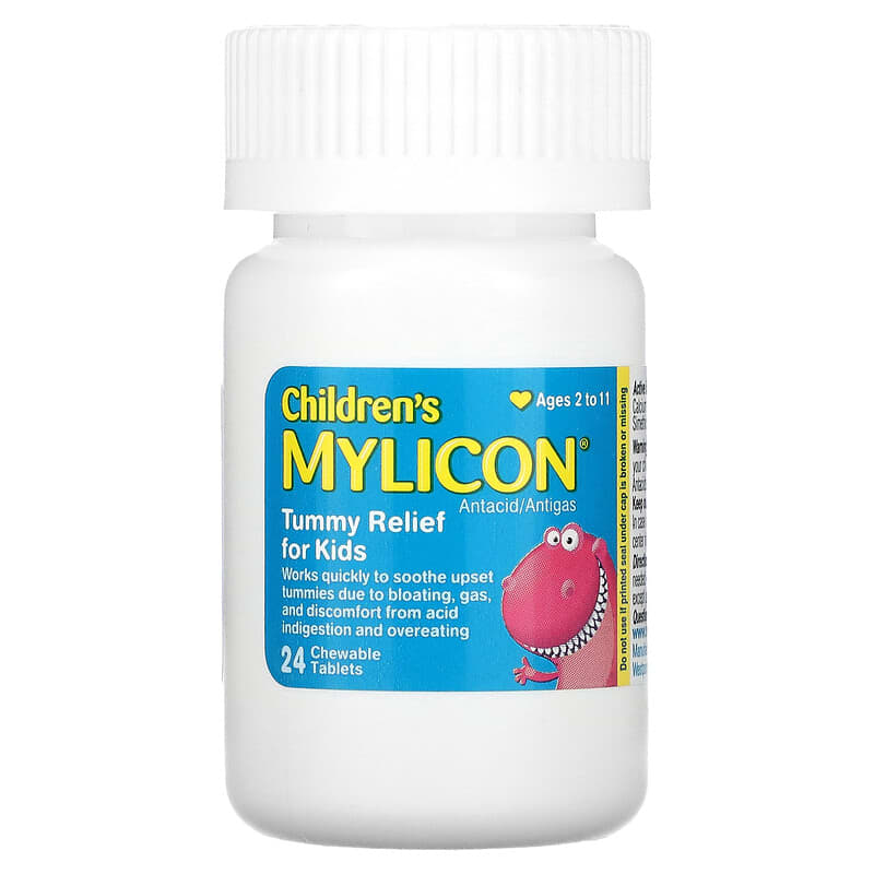 Mylicon, Children's Mylicon, Tummy Relief for Kids, Ages 2-11, Cherry, 24 Chewable Tablets