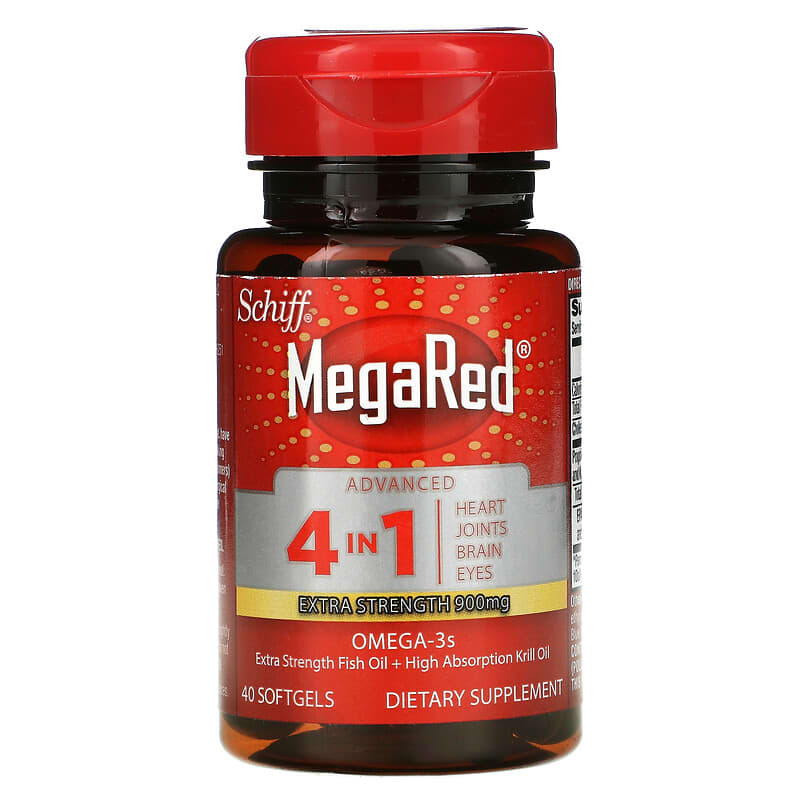 Schiff, MegaRed, Advanced 4 In 1 Omega-3s, Extra Strength, 900 mg, 40 Softgels