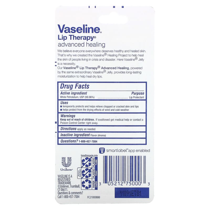 Vaseline, Lip Therapy, Advanced Healing, 0.35 oz (10 g)