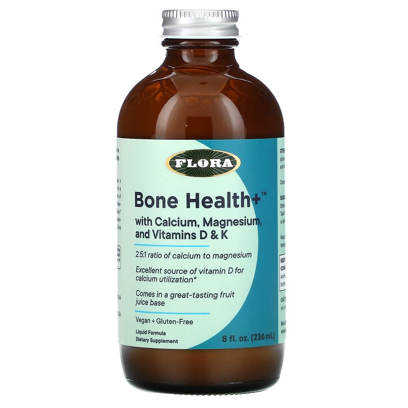 Flora, Bone Health+ with Calcium, Magnesium, and Vitamins D & K, Liquid, 8 fl oz (236 ml)