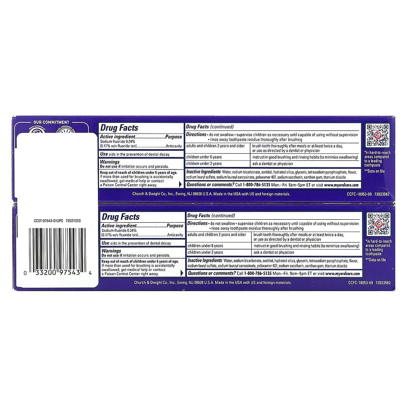 Arm & Hammer, Complete Care, Anticavity Fluoride Toothpaste, Fresh Mint, Twin Pack, 6 oz (170 g) Each