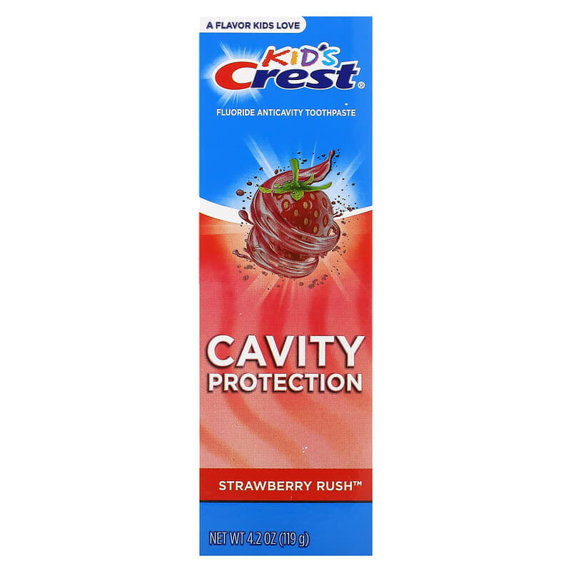 Crest, Kids, Fluoride Anticavity Toothpaste, For Ages 2+, Strawberry Rush, 4.2 oz (119 g)