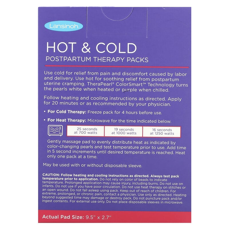 Lansinoh, Hot & Cold Postpartum Therapy Packs, 2 Reusable Packs & 12 Disposable Sleeves