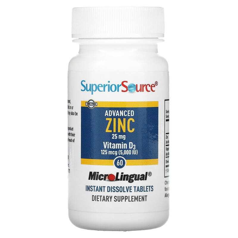 Superior Source, Advanced Zinc, Vitamin D3, 60 MicroLingual Instant Dissolve Tablets