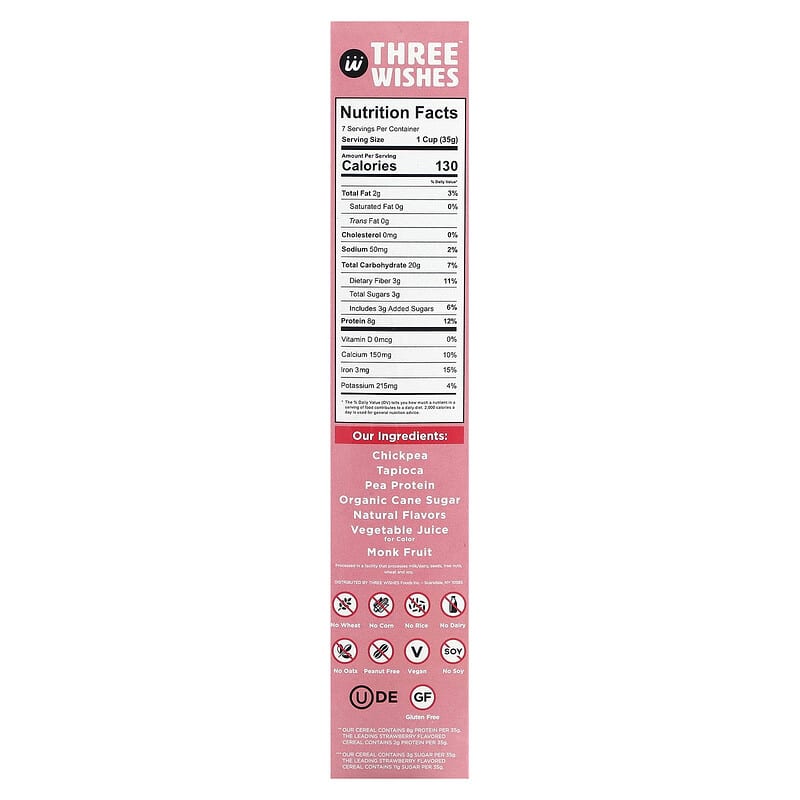 Three Wishes, Grain Free Cereal, Strawberry, 8.6 oz (245 g)