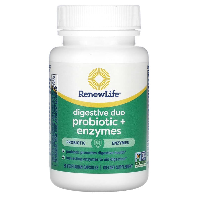 Renew Life, Digestive Duo Probiotic + Enzymes , 30 Vegetarian Capsules