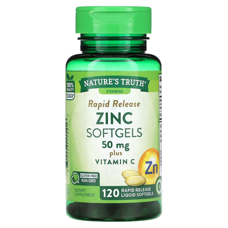 Nature's Truth, Rapid Release Zinc Plus Vitamin C, 50 mg, 120 Rapid Release Liquid Softgels