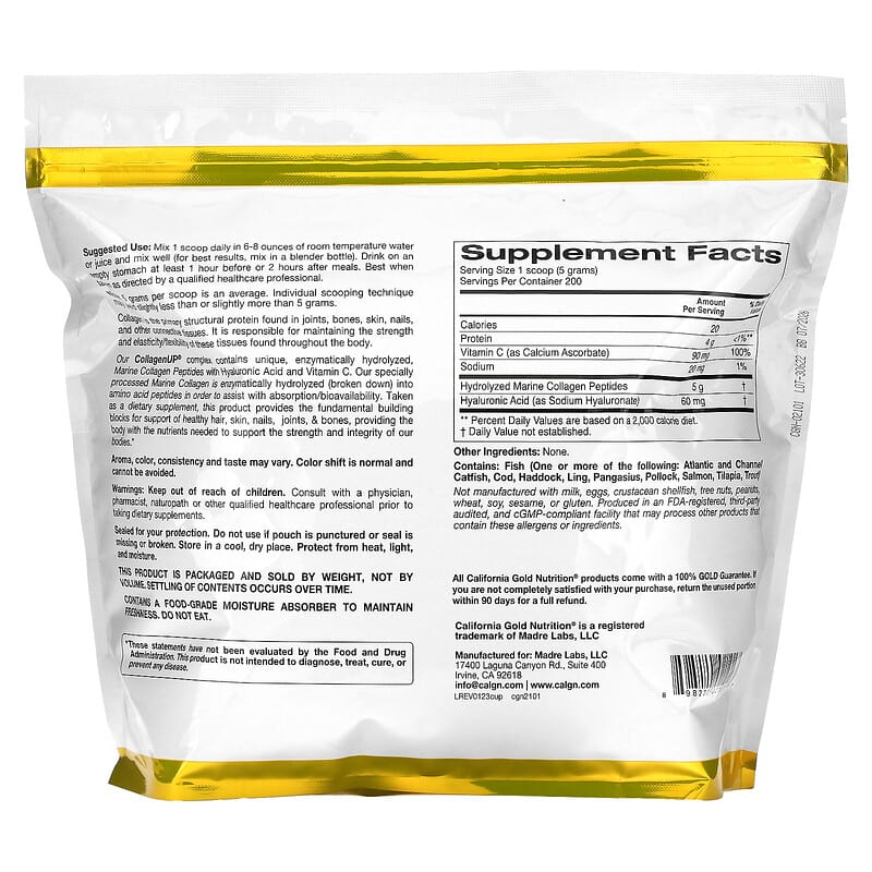 California Gold Nutrition, CollagenUP, Unflavored, 2.2 lbs (1 kg)