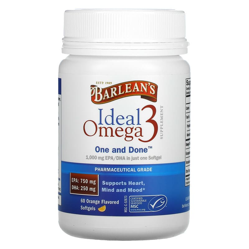 Barlean's, Ideal Omega 3, Orange , 60 Softgels