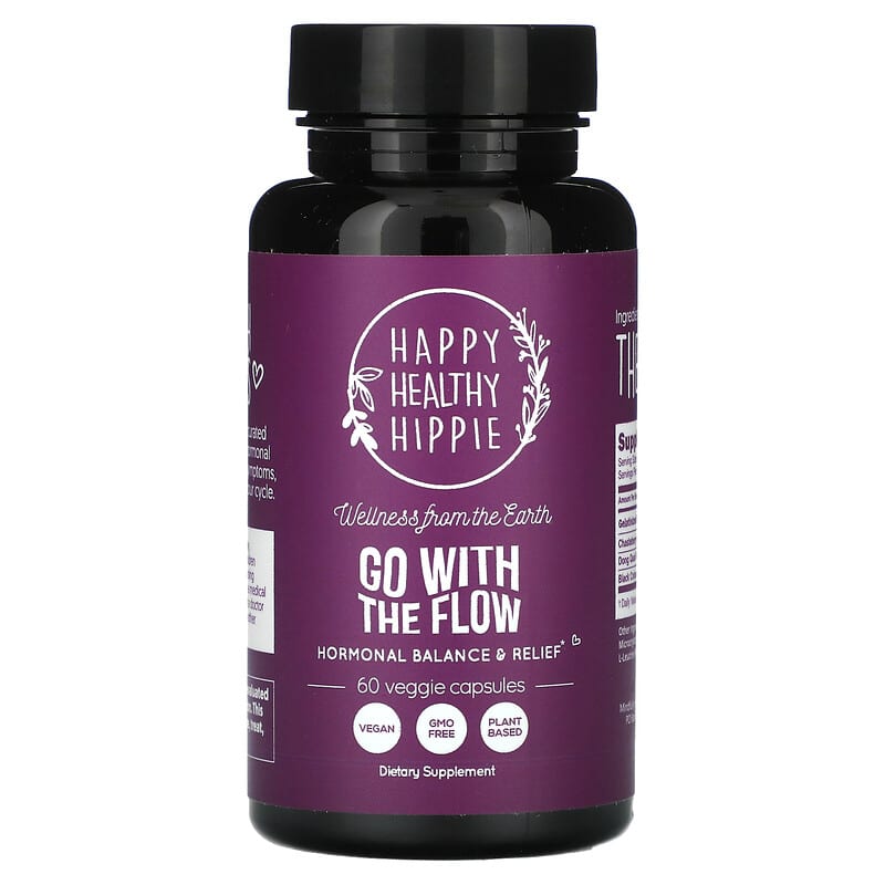 Happy Healthy Hippie, Go with the Flow, Hormonal Balance & Relief, 60 Veggie Capsules