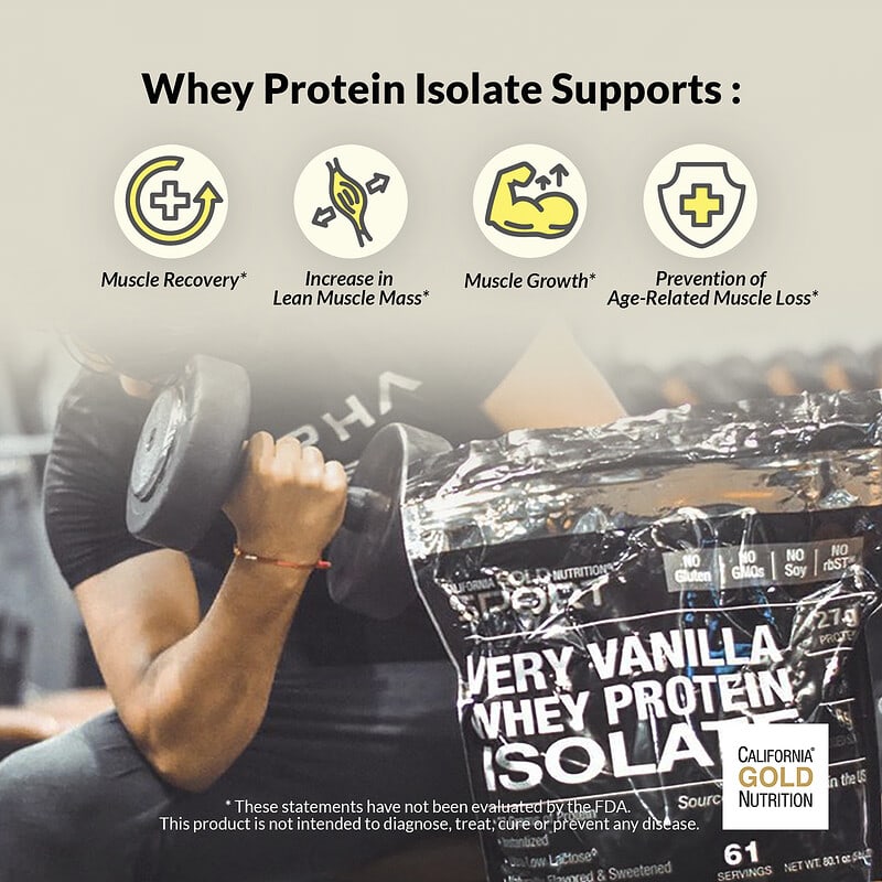 California Gold Nutrition, 100% Whey Protein Isolate, Very Vanilla Flavor, 2 lbs (907 g)